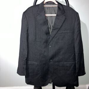 Sartoria Menchetti Suit Men 44R Blue Gray Striped Wool Blazer, Suit Jacket Coat‎